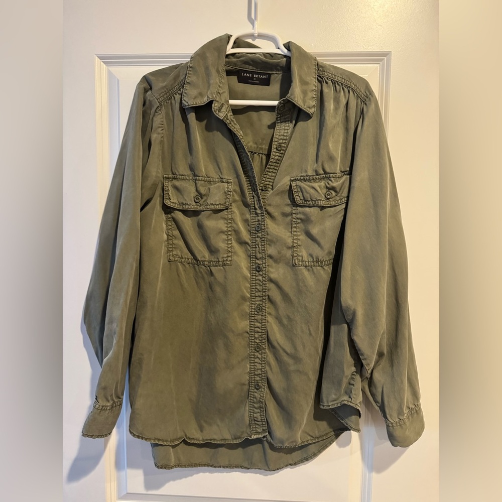 Lane Bryant Button Up Green Shirt